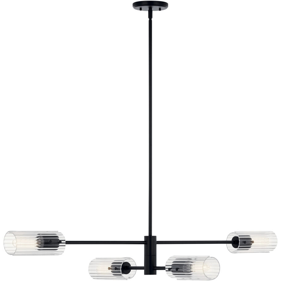 Velestino 4 Light 5.25 inch Black Chandelier Linear Ceiling Light